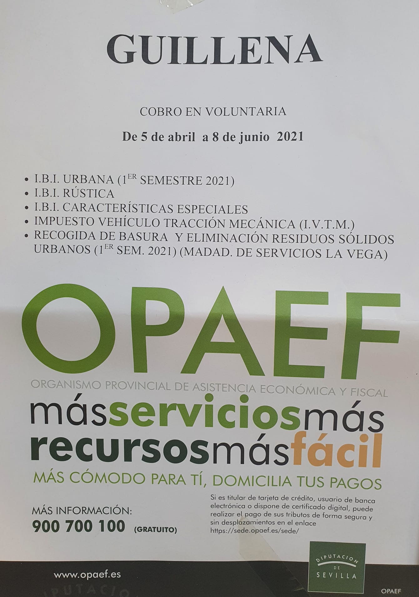 HASTA EL 8 DE JUNIO, PERIODO DE COBRO DEL PRIMER RECIBO DEL IBI URBANA ...